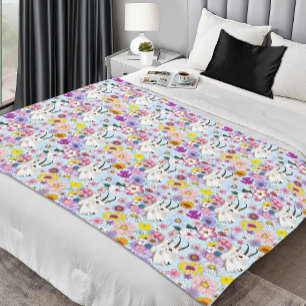 Wilde Bloemen Witte Berggeit Natuur Wilde Dieren Fleece Deken