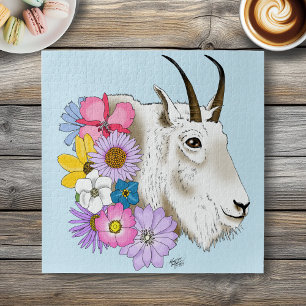Wilde Bloemen Witte Berggeit Natuur Wilde Dieren Legpuzzel