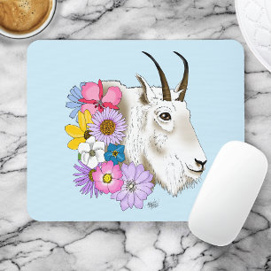 Wilde Bloemen Witte Berggeit Natuur Wilde Dieren Muismat