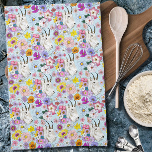 Wilde Bloemen Witte Berggeit Natuur Wilde Dieren Theedoek