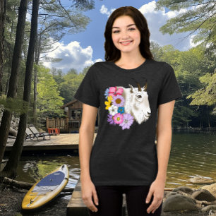 Wilde Bloemen Witte Berggeit Natuur Wilde Dieren Tri-Blend Shirt