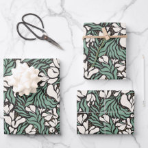 Wilde Bloemen Wrapping Paper - Cream and Black