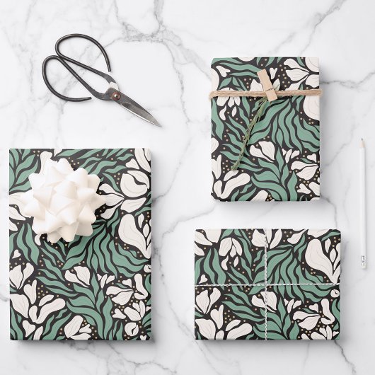Wilde Bloemen Wrapping Paper - Cream and Black