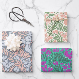 Wilde Bloemen Wrapping Paper - Kleurrijk Trio