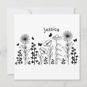 Wilde bloemen zwart en wit