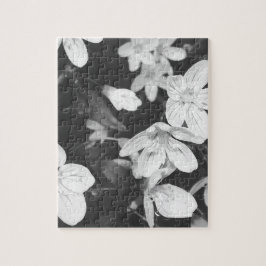 Wilde bloemen zwart en wit legpuzzel