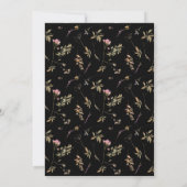 Wilde bloemen Zwarte Foto Afstuderen Aankondiging (Achterkant)