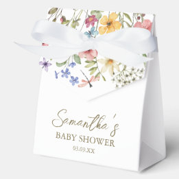 Wilde bloemenbaby in bloei baby shower bedankdoosjes