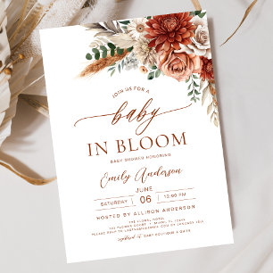 Wilde bloemenbaby in bloei Herfst baby shower Kaart