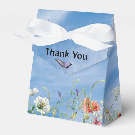 Wilde bloemenborder en vlinder bedankdoosjes (Voorkant Zijde)