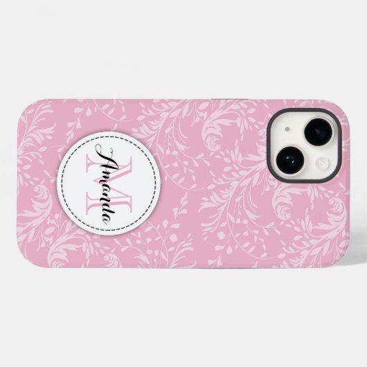 Wilde bloemenroze roze zwart Case-Mate iPhone case (Achterkant (horizontaal))