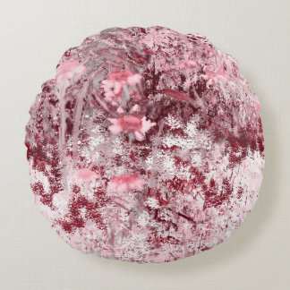 Wilde Bloemenveld Impressionisme-Mauve Rond Kussen