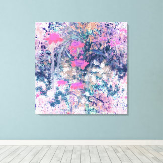 Wilde Bloemenveld Impressionisme -Roze Canvas Afdruk