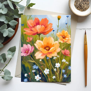 Wilde Bloemenveld   Waterverf Bloemen Botanisch Briefkaart