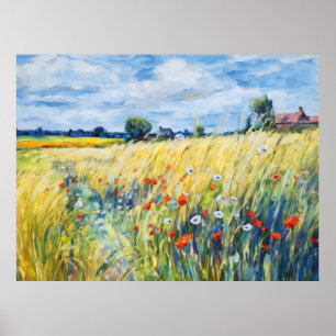 Wilde Bloemenvelden langs de Havel Rivier Poster