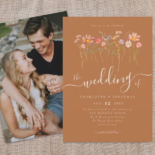 Wilde Bloemenwei Boho Foto Bruine Suiker Beige Kaart