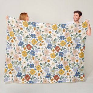 Wilde Bloemenweide Boho Patroon Fleece Deken