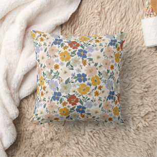 Wilde Bloemenweide Boho Patroon Kussen