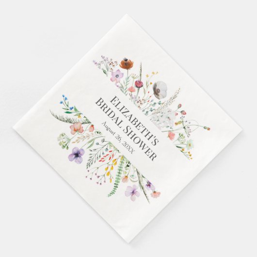 Wilde bloemenweide Bruids douche servetten (Hoek)