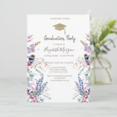 Wilde Bloemenweide Glitter Afstudeerhoed Kaart (Staand voorkant)