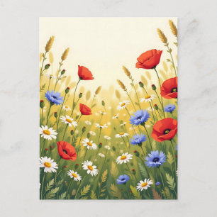 Wilde Bloemenweide Klaproos Patroon Briefkaart