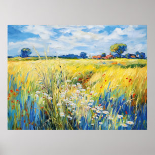 Wilde bloemenweide langs de Havel-rivier Poster