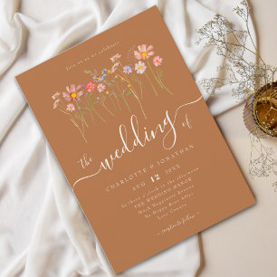 Wilde Bloemenweide Modern Schrift Bruine Suiker Kaart