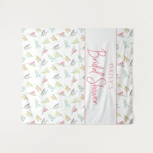 Wilde Bloemenweide Mooie Bruiloftsluier Tapijt Wandkleed (Voorkant (horizontaal))