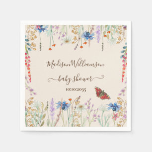 Wilde Bloemenweide Vlinder Baby Shower  Servet