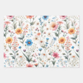 Wilde bloemenweide wit, groen, blauw inpakpapier vel (Voorkant 2)