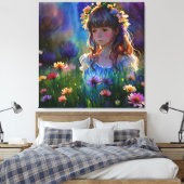 *~ Wilde Bloemgebied AP56 Meisje Kunst het Schilde Canvas Afdruk (Insitu (Slaapkamer))