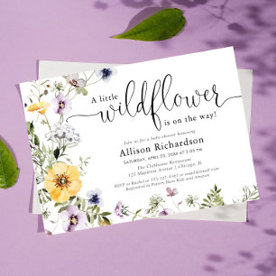 Wilde bloemgevoelige bloemveer baby shower kaart