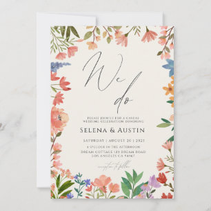 Wilde bloemhandschrift we trouwen kaart