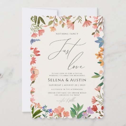 Wilde bloemhandscript Niets Fancy Net Love Kaart (Voorkant)