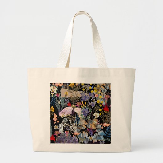 Wilde bloemkollage grote tote bag (Voorkant)