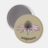 Wilde bloemschets Magnet Magneet (Voorkant / Achterkant)