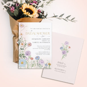 Wilde bloesbloem Waterverf Elegant Bridal Kaart