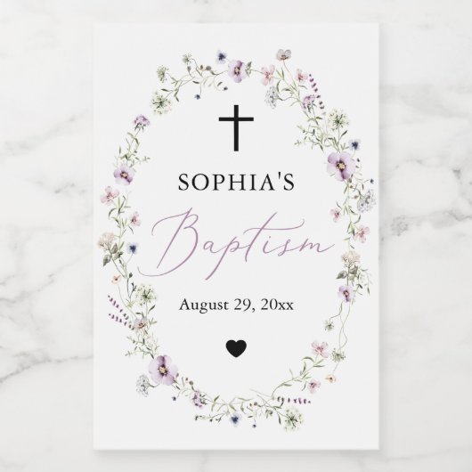 Wilde-bloesem-baptisme-mini-wijnfleslabels Wijn Etiket (Enkel label)