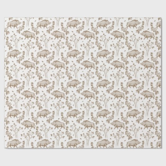 Wilde Boar Oak laat Natuur vogelbijkantoren Cadeaupapier (Vlak)