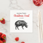  Wilde Boar Tekening BW#1 Kerstmis Servet (Insitu)