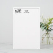 Wilde Boar Tekening BW #2 Briefpapier (Staand voorkant)