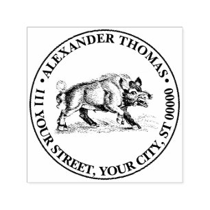 Wilde Boar Tekening BW #2 Zelfinktende Stempel