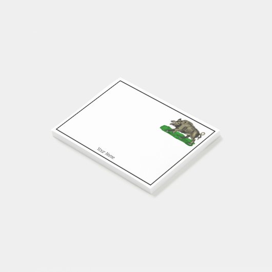 Wilde Boar Tekening BW #3C Post-it® Notes (Schuin)