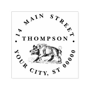 Wilde Boar Tekening BW #3C Zelfinktende Stempel