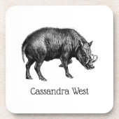  Wilde Boar Tekening BW Drankjes Onderzetter (Voorkant)