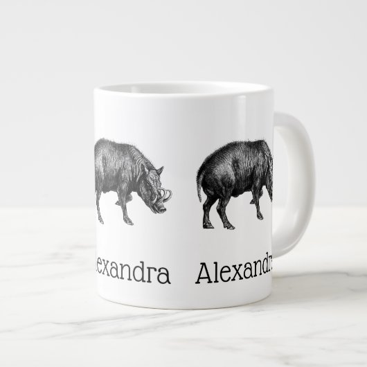  Wilde Boar Tekening BW Extra Grote Mok (Voorkant rechts)