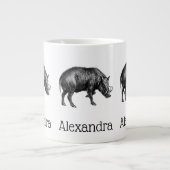  Wilde Boar Tekening BW Extra Grote Mok (Voorkant)