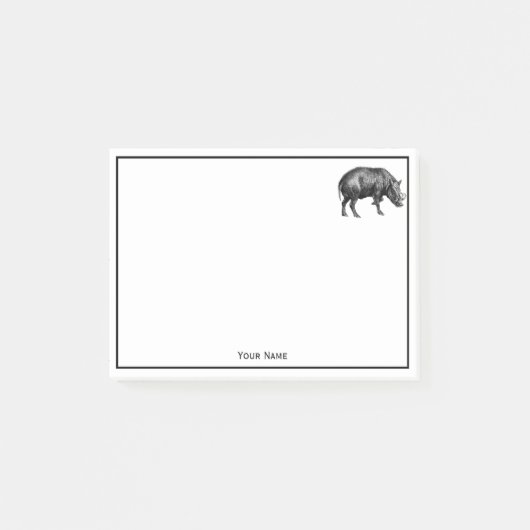 Wilde Boar Tekening BW Post-it® Notes (Voorkant)