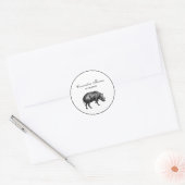  Wilde Boar Tekening BW Ronde Sticker (Envelop)