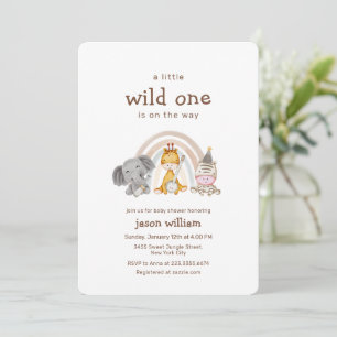Wilde Boho Regenboog Safari Dieren Baby Shower Kaart